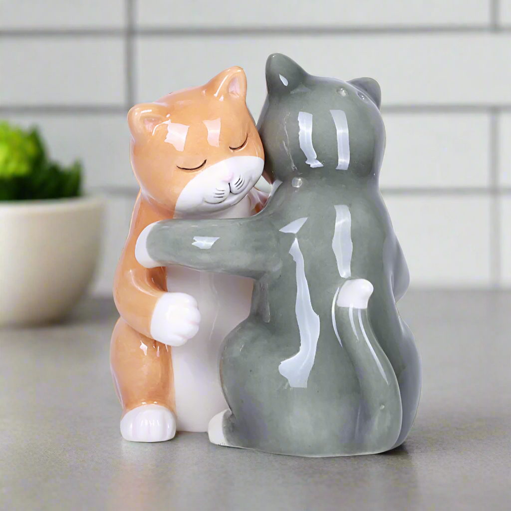 Hugging Cats Salt & Pepper Shaker Set – Purrs and Whiskers