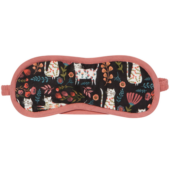 In Bloom Cat Sleep Mask made from soft Cambric Cotton, featuring a cute cat design and plush padding.