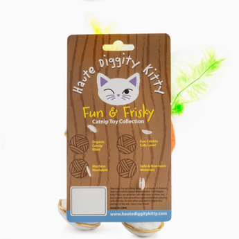 Aperol spritz cat toy with feathers and organic catnip for playful cats