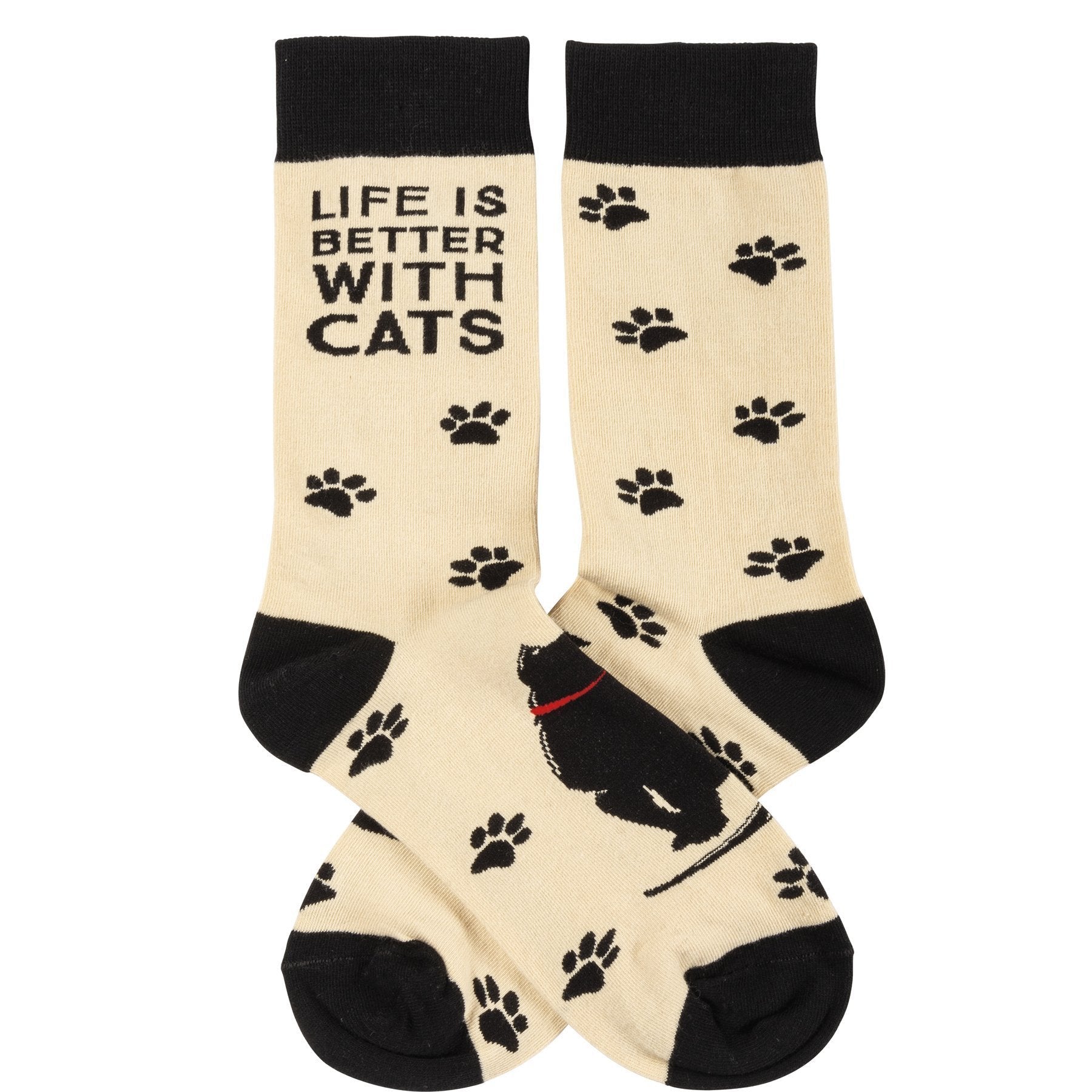 Black Cat Socks Featuring The Words Life Is Better With Cats