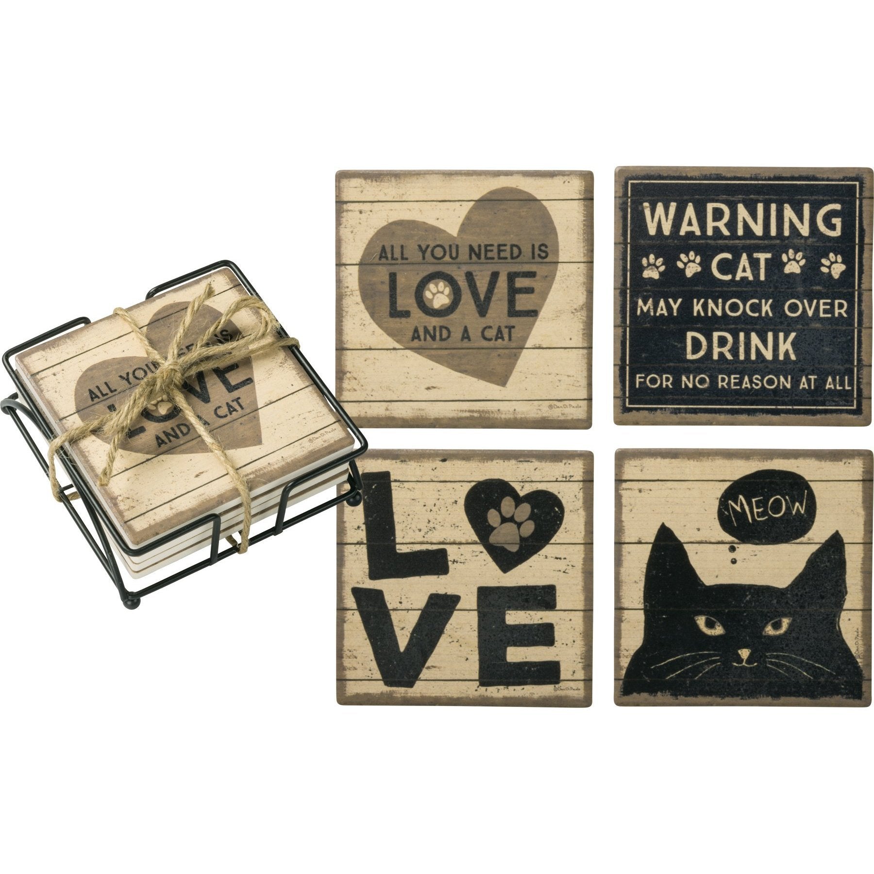 Gifts for Cat Lovers, Cat Themed Home Decor, Funny Cat Coasters