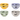 Set of 4 Meow And Furever Bowls in Different Colors – A set of porcelain bowls in purple, yellow, green, and gray, each featuring black and white cat prints.