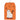 An orange fabric tea towel hanging from a white plastic hanger, featuring a cartoon ghost cat with the text 'meow.