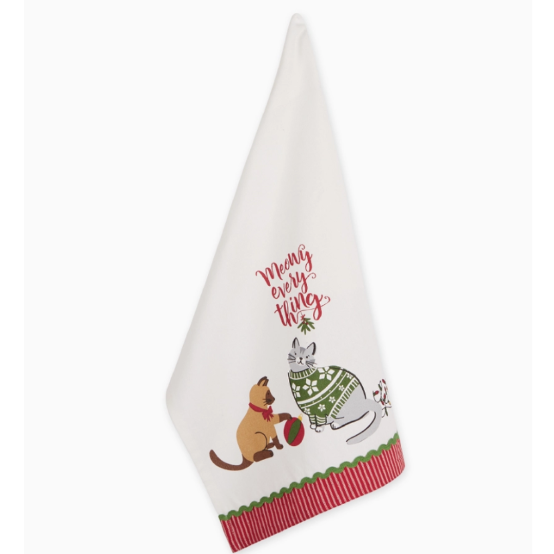  Both towels boast a festive trim, elevating your kitchen decor to new levels of holiday joy.
