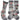 A set of gray crew socks with a holiday cat theme, featuring illustrations of cats wearing Santa hats and the text 'MEOW CHRISTMAS' on a white background.