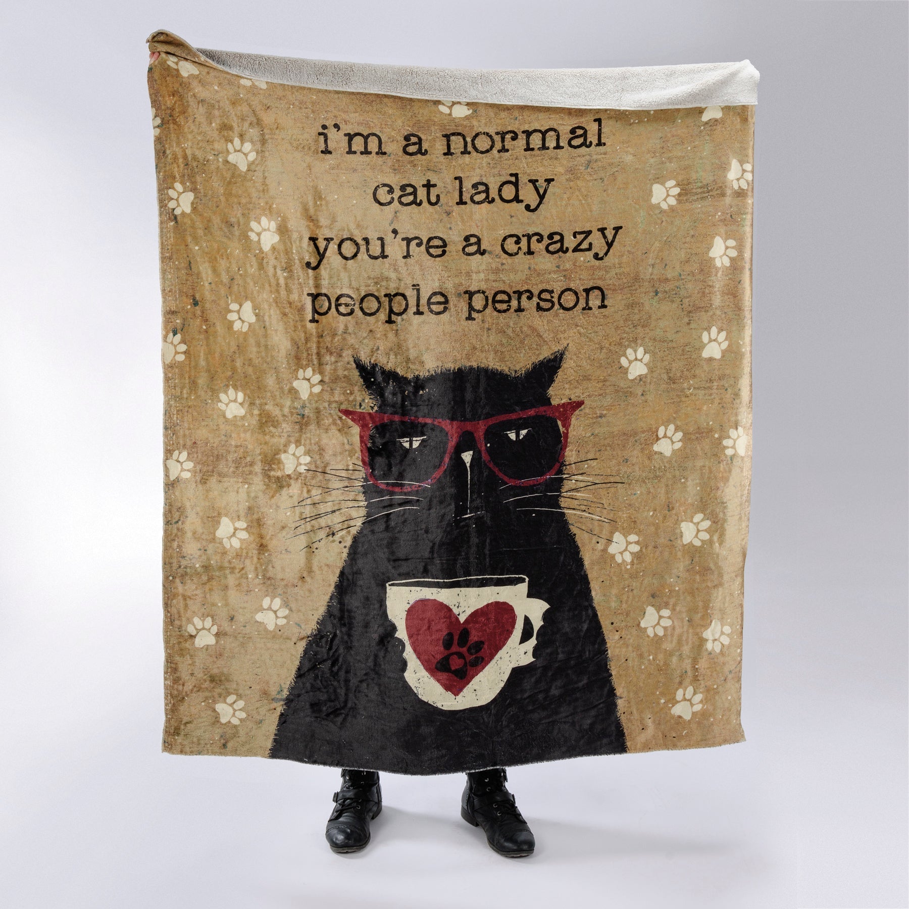 Cat Person Blanket Featuring The Words "I'm A Normal Cat Lady You're A Crazy People Person"