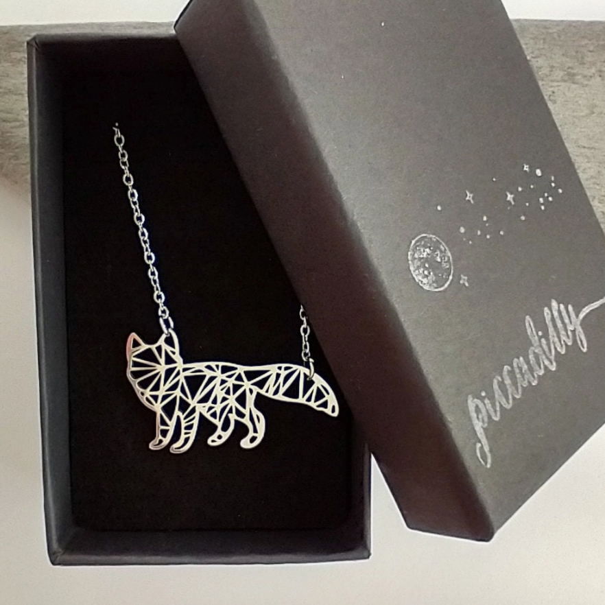 Silver Cat Necklace, Cat Shaped Pendant