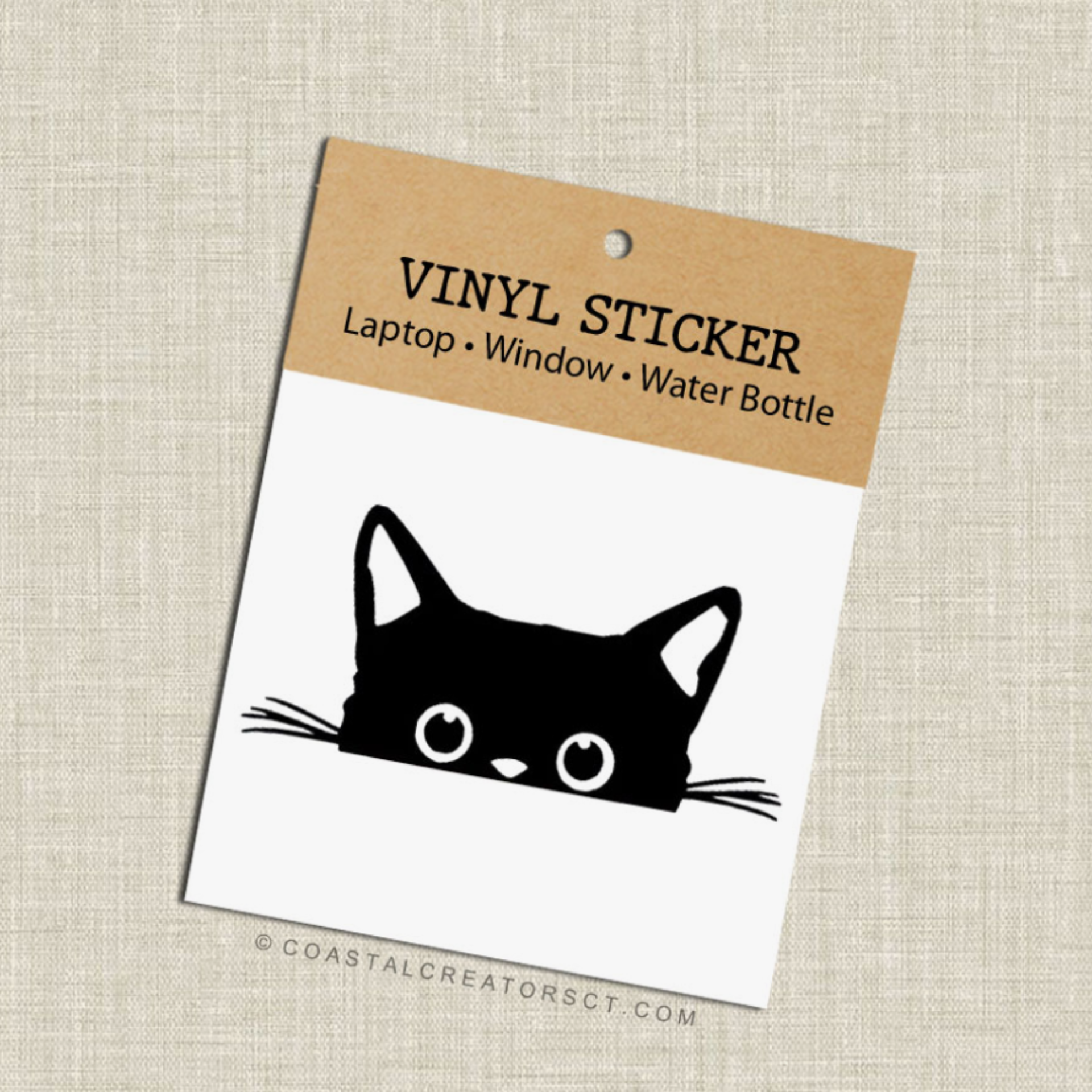 Peeking Black Cat Sticker – Purrs and Whiskers