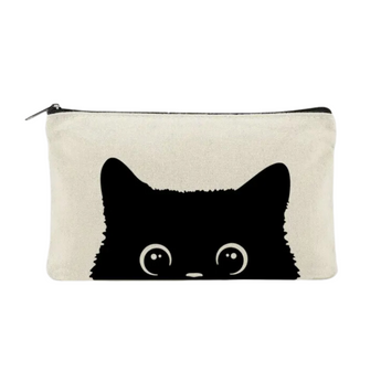 Cat Themed Accessories, Peeking Cat Pouch, Black Peek-A-Boo Cat Bag