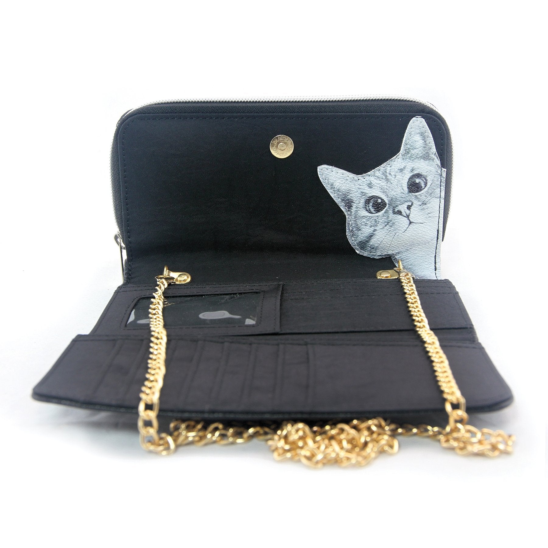 Black Leather Cat Wallet