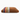 Brown pet bed with colorful striped pattern on a white background