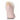 Pink fuzzy sock with a white pom-pom on a white background