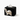 Black tissue box cover with a white dinosaur design on a white background