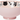 Close-up of light pink serving bowl with embossed cat face design