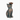 A decorative figurine of a sitting cat with a butterfly on its head, finished in a distressed metallic bronze and teal-blue patina, set against a plain white background.