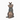 A small decorative figurine shaped like a seated cat viewed from the back, with a metallic bronze finish and subtle blue-green patina accents, isolated on a light gray background.