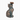 A small decorative cat figurine in a weathered bronze finish with a subtle green patina, featuring a matching bronze butterfly perched on its head, set against a plain white background.