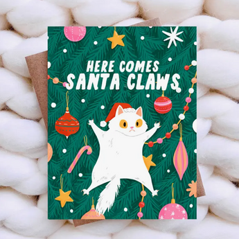 Santa Claws Funny Cat Christmas Card, Funny Cat Themed Holiday Cards