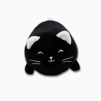 Black Cat Stress Ball Screen Cleaner with white eyes, nose, whiskers, and ears.