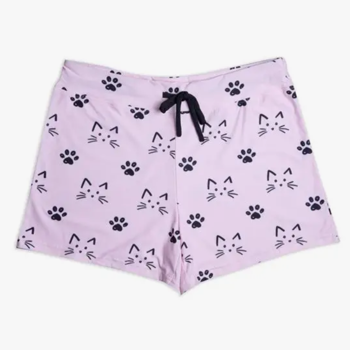 Cat Print Pajama Shorts For Women, PJs with Cats On Them
