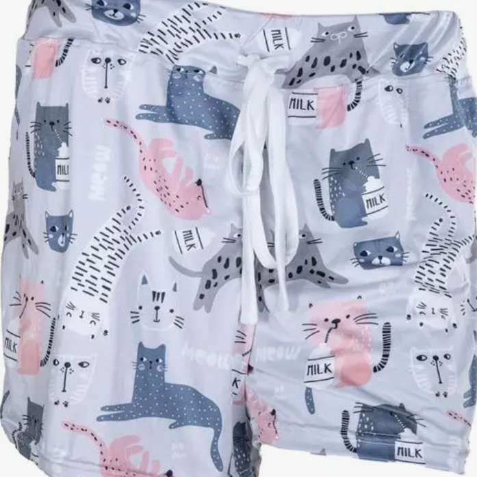Cat PJ Shorts For Women, Cat Print Pajamas For Women