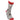 Gray sock with red accents featuring dog illustrations on a white background
