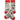 Gray socks with cat pattern and red accents on a white background