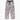 Purple pajama pants with colorful cat pattern on a white background