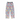 Children's pajama pants with cat and mushroom pattern on a gray background