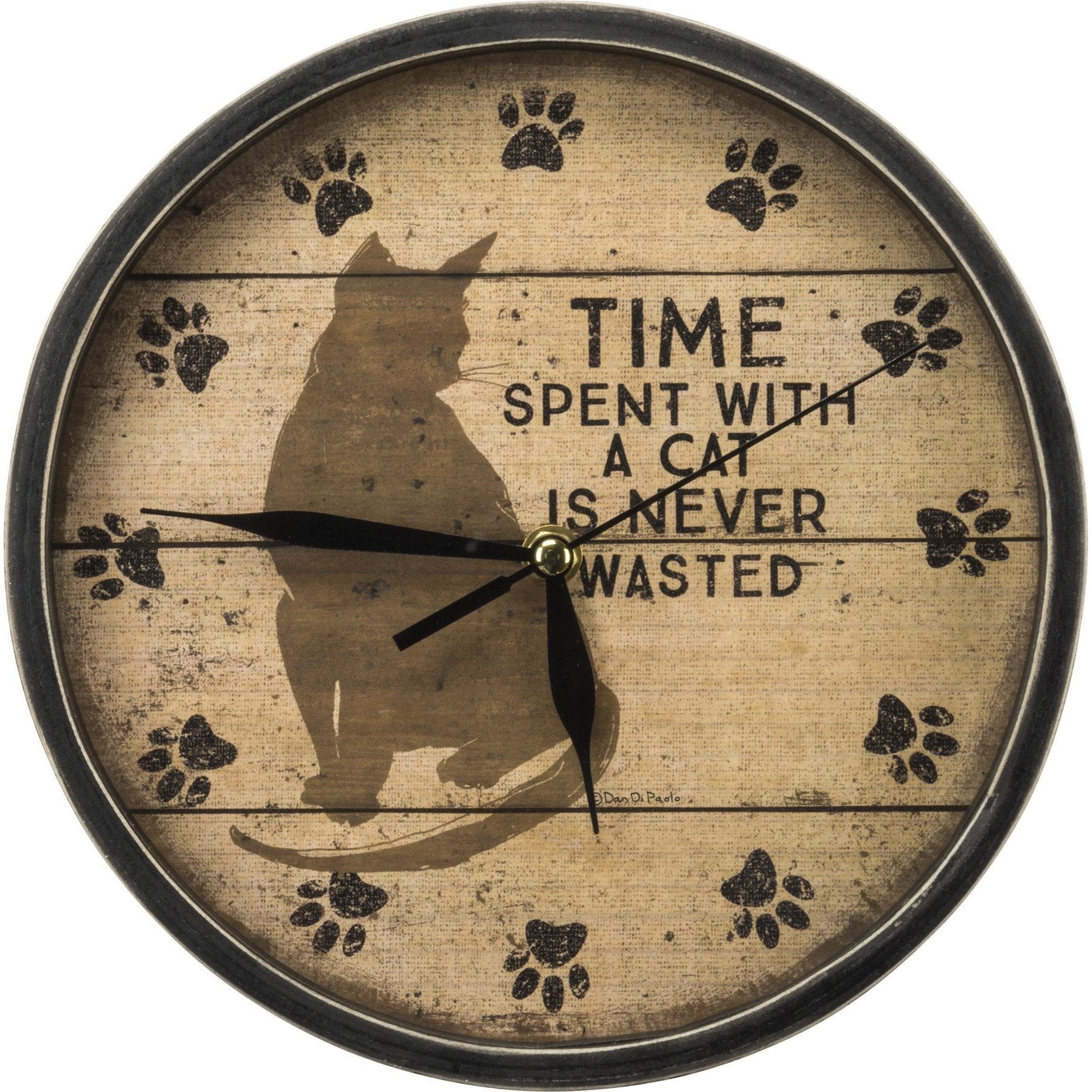 Cat Themed Home Decor, Time Spent With A Cat Is Never Wasted Cat Wall Clock