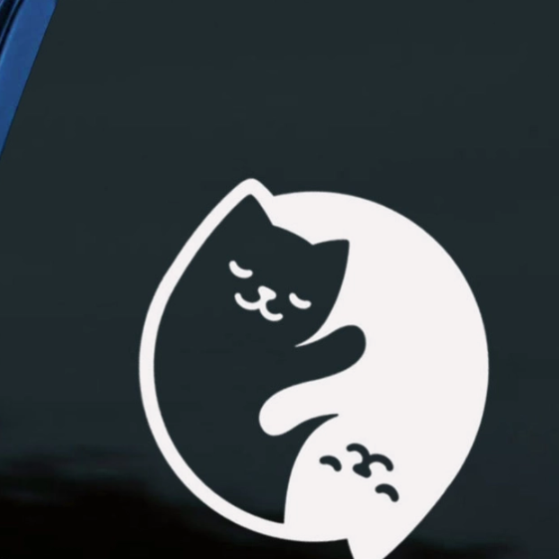 yin And Yang Cats Car Sticker, Vinyl Cat Car Sticker