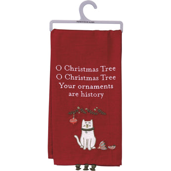 Christmas Gifts for Cat Lovers, Your Ornaments Are History Cat Christmas Towel