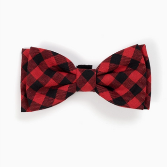 Buffalo Plaid Bow Tie in black and red plaid design for cats.