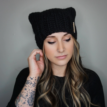 Cozy cat ear beanie with playful design, perfect for cat lovers.