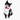 Black and white cat wearing a red bow tie on a white background