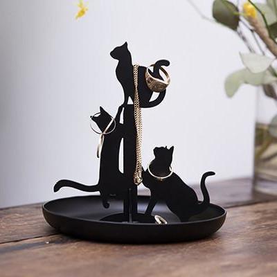 Black Cat Gifts, Cat Jewelry Stand Featuring 3 Black Cats