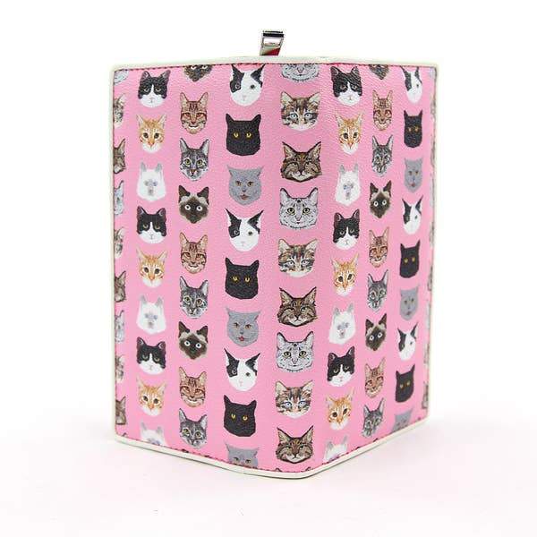 Womens Cat Wallet Featuring Vynil Cat Face Print