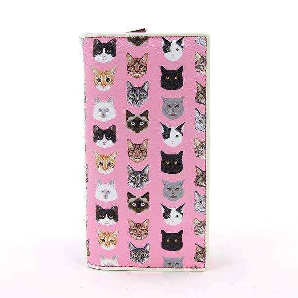 Cat Face Wallet, Pink Cat Wallet Featuring A Variety of Cute Cat Faces
