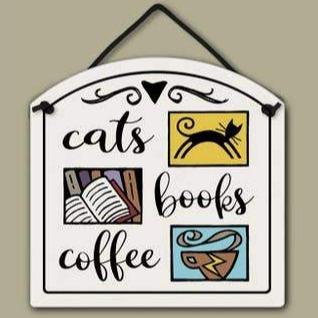 Cat Themed Gifts, Cat Themed Golf Decor, Cats Books Coffee Wall Art