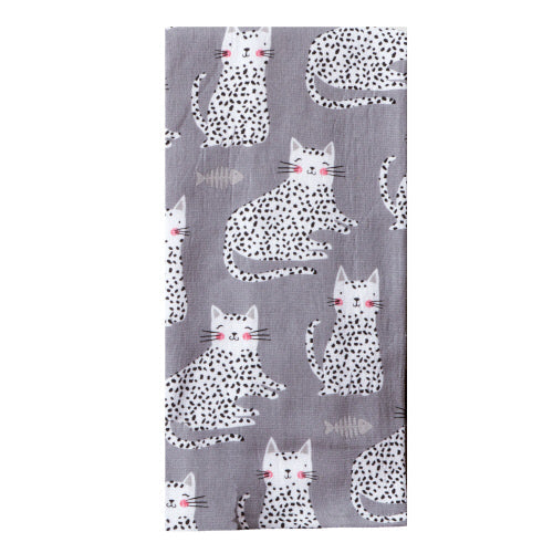 Kitchen Towels With Cats On Them, Grey Cat Kitchen Towel
