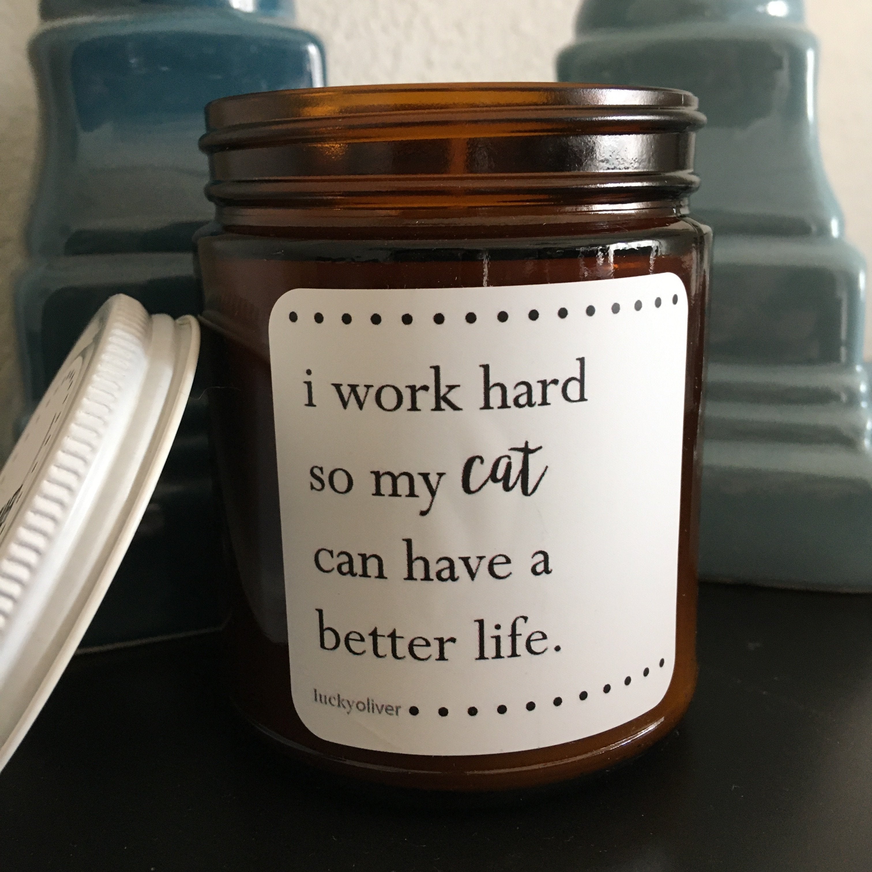 Funny Gifts for Cat People, I Work Hard So My Cat Can Have A Better Life Cat Candle