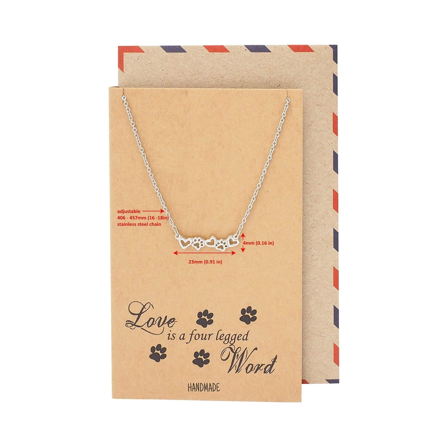 Cat Paw Pendant With Hearts