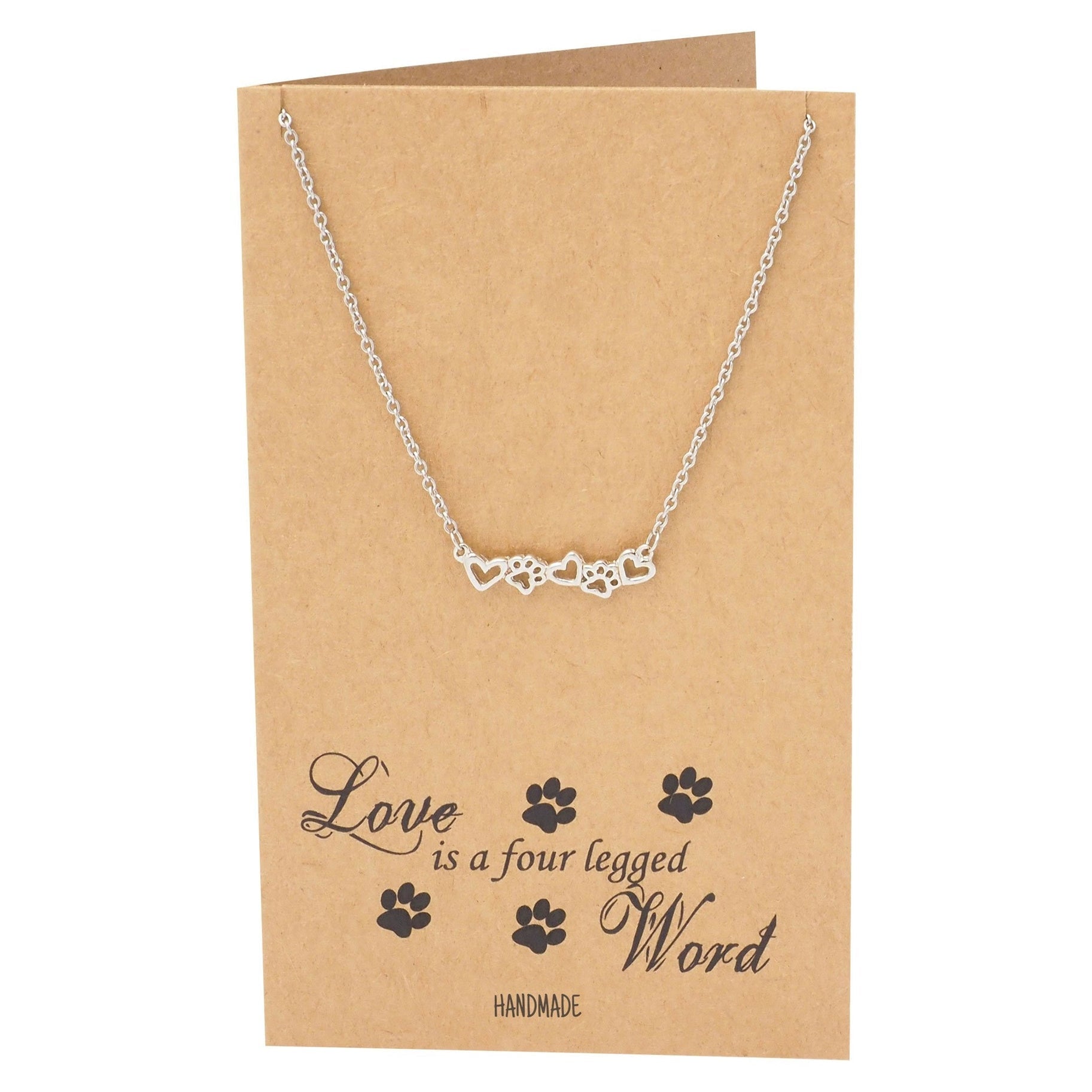 Gifts for Cat People, Love Is A Four Legged Word Paw Print Pendant