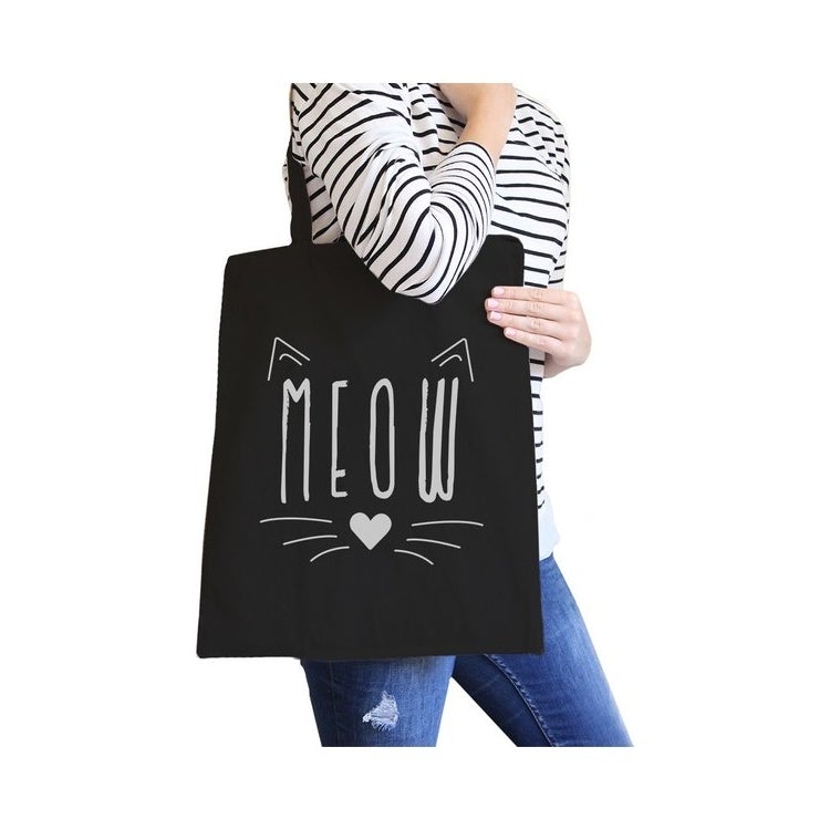 Meow Canvas Tote Bag, Cat Face Bag