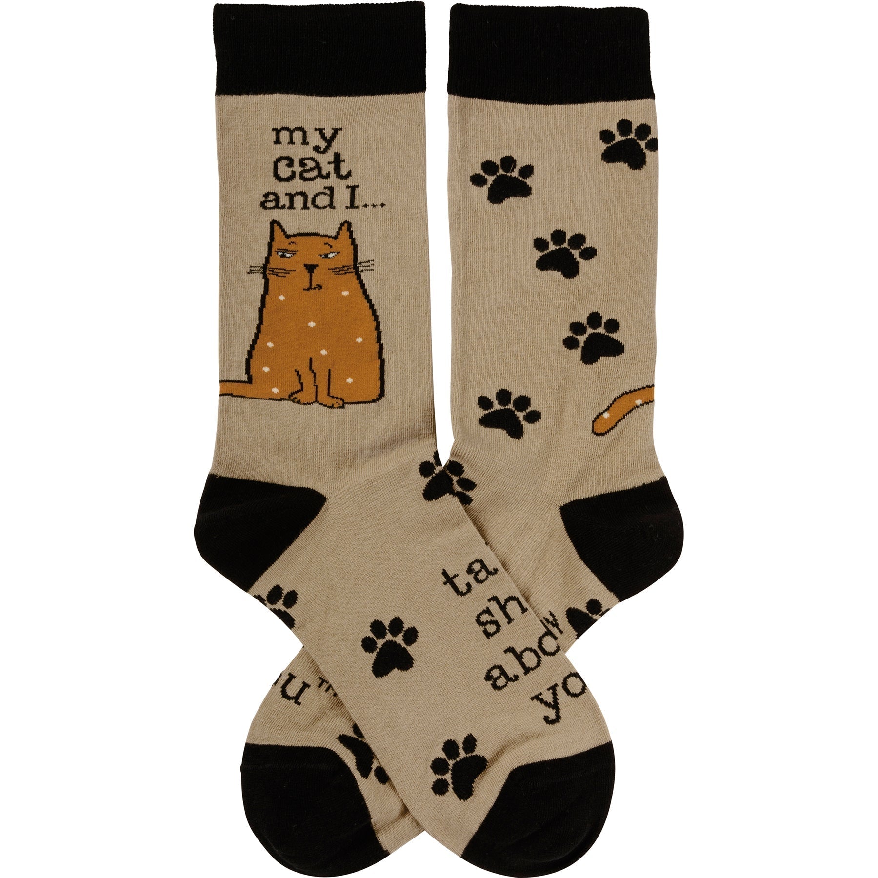 Cat Themed Socks With My Cat And I Talk S**t About You And Paw Print Printed  On Cotton Fabric