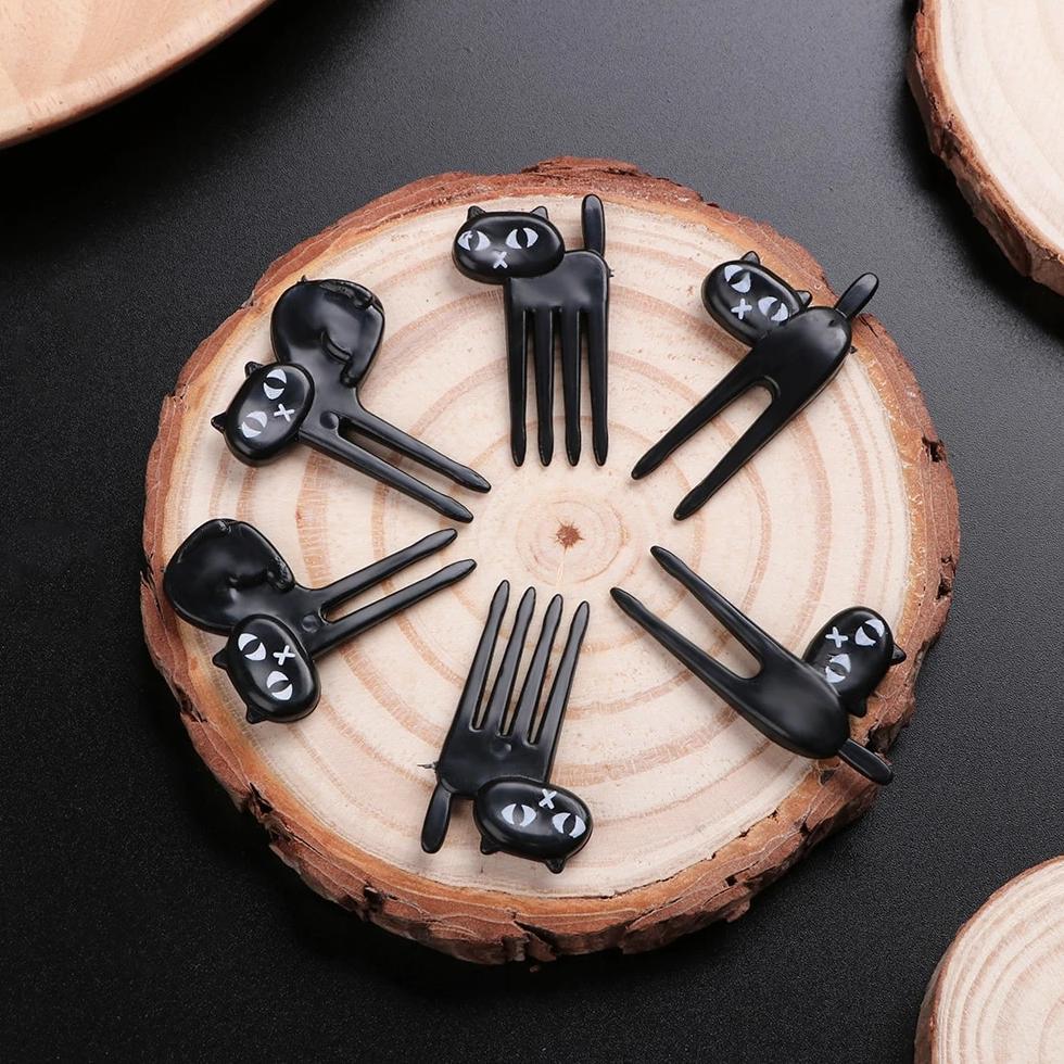Cat Themed Kitchen Accessories, Black Cat Snack Forks