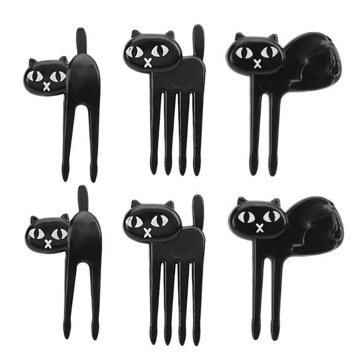 Cute Cat Kitchen Decor, Black Cat Snack Forks