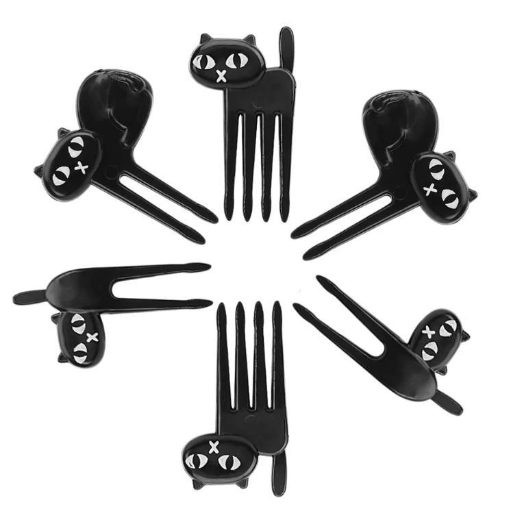 Cat Themed Accessories for Cat Lovers, Gifts for Cat People, Black Cat Snack Forks