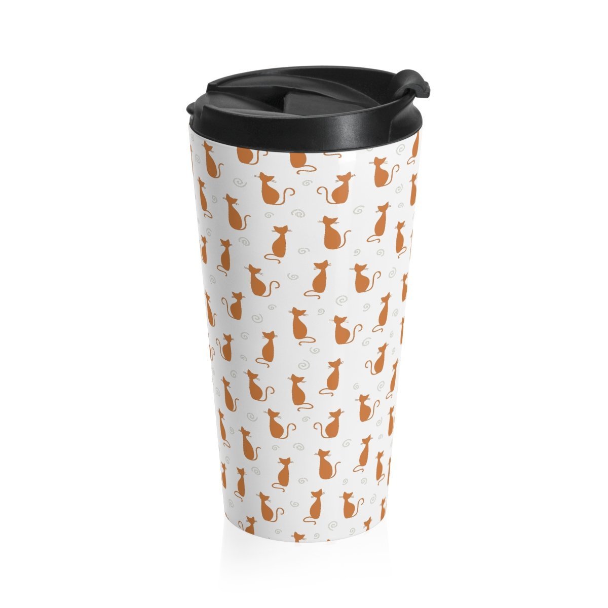 Perfect for cat lovers who have their coffee on the go, this cat print travel mug is cute and functional.