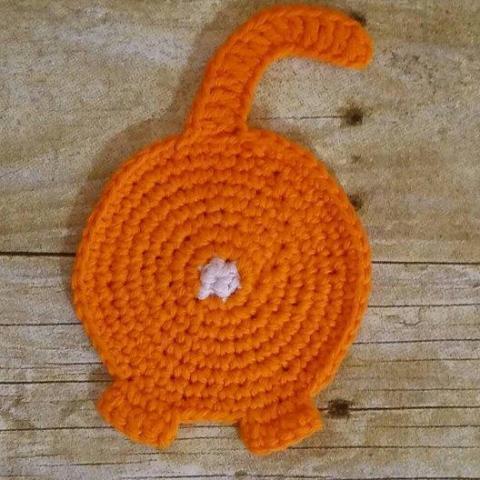 Orange Cat Butt Coaster, Handmade and Great as a Cat Themed Gift for Cat People